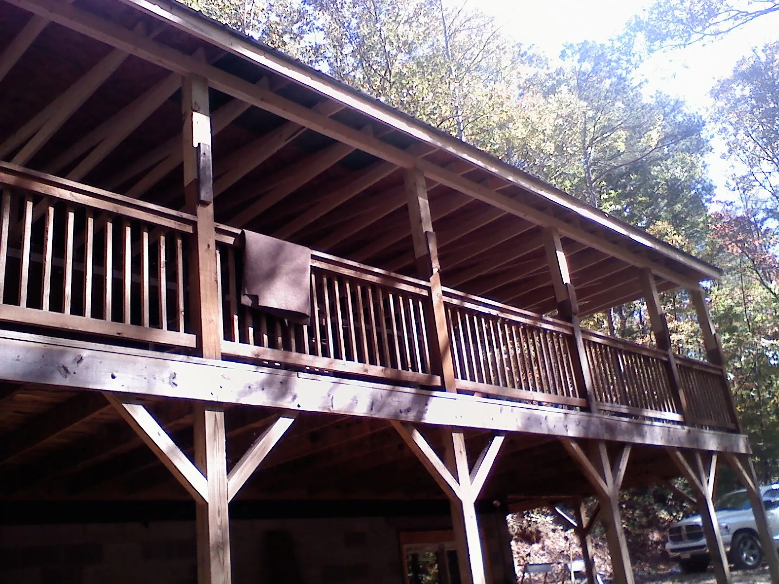 Timber framing under a new elevated porch and deck — Roof Leak Repair in Appling by Roofing Brothers